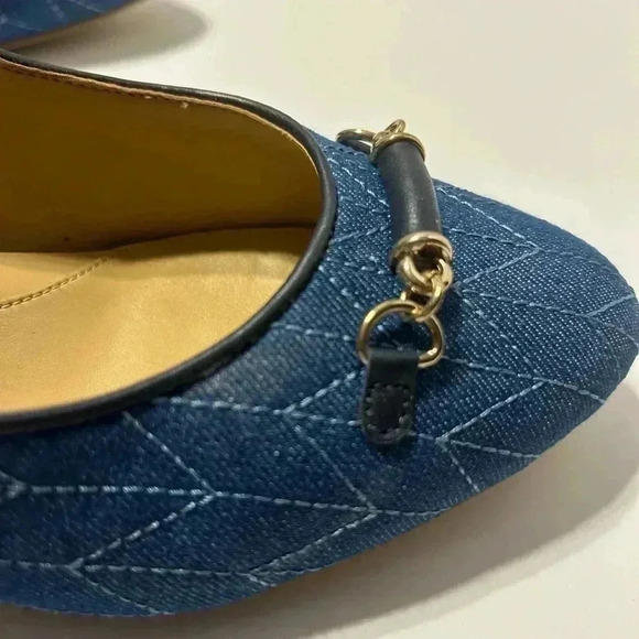 TALBOTS Ellery Bit Block Heel Pumps - Quilted Denim- Size 8.5 - Picture 11 of 12